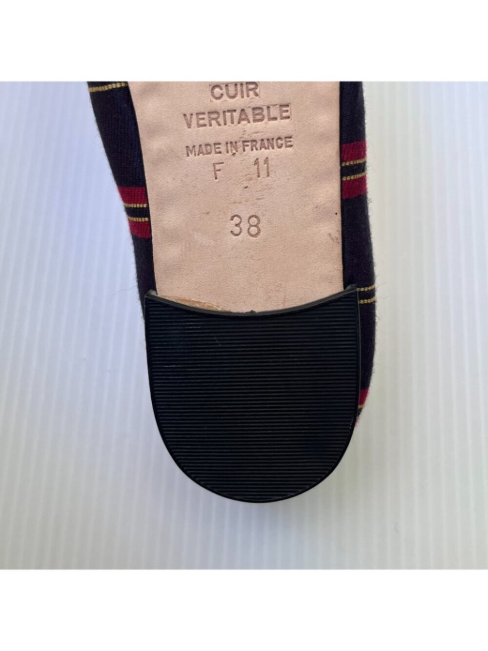 Repetto Cendrillon Striped Cotton Flats in Navy - Size 38 EU/Size 7-7.5 US - Picture 3 of 4